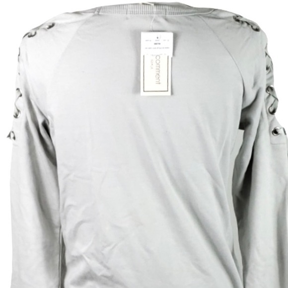 No Comment size L light grey long sleeve shift sweatshirt dress w ties on arms - Picture 7 of 13